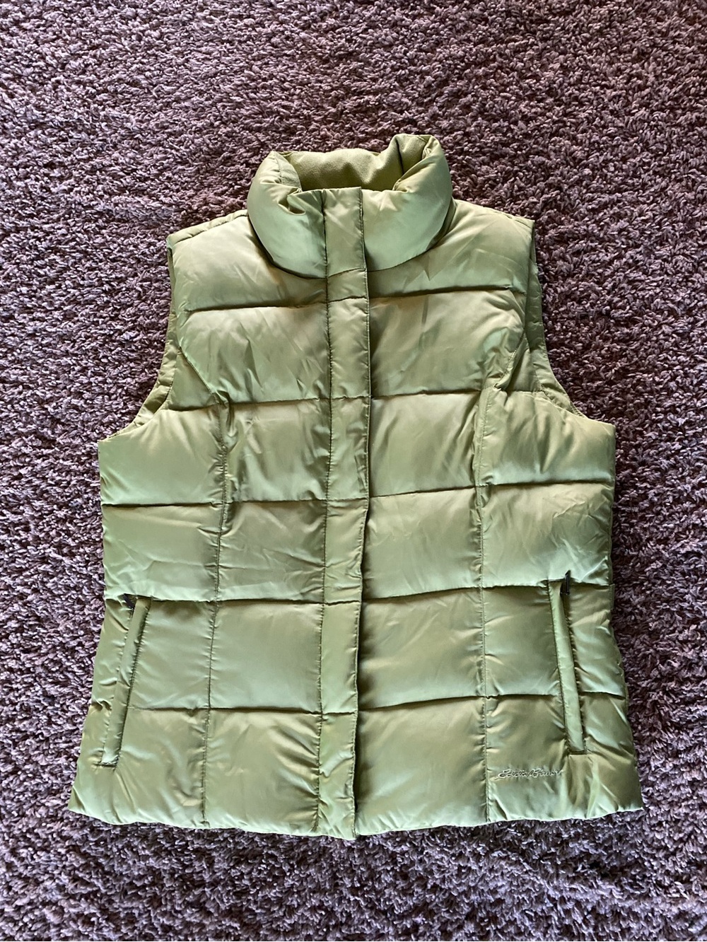Eddie Bauer Goose Down Puffer Vest Green Full Zip Large